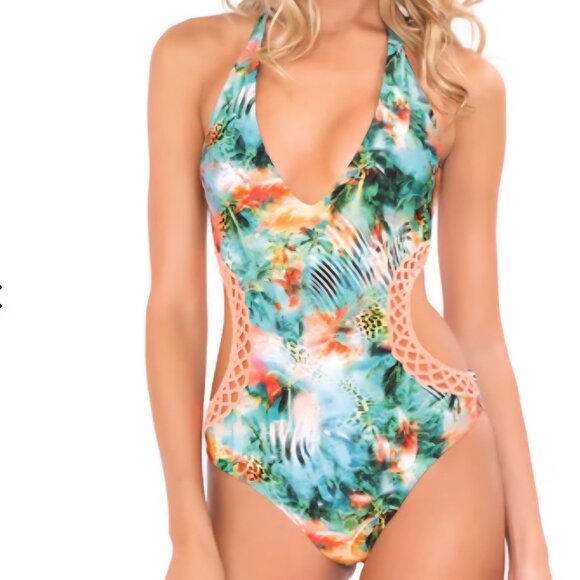 Luli Fama Sz Small Womens Miami Nice Crochet Cut Out Monokini - Picture 3 of 4